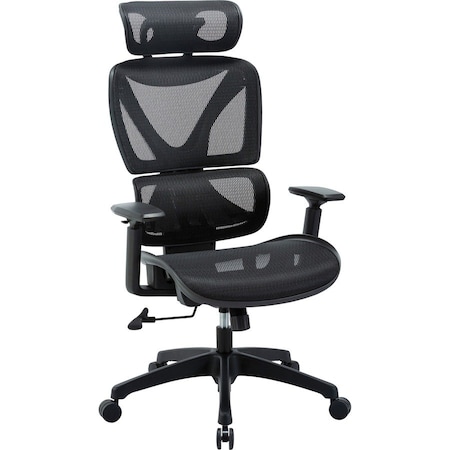 Lorell High-Back Mesh Chair with Headrest, Black LLR84396