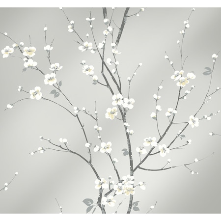 A-Street Prints Monterey Silver Mist Floral Branch Wallpaper 2927-81808