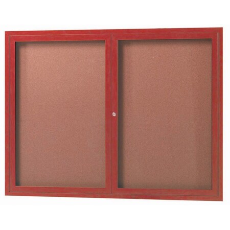 Aarco Enclosed Natural Pebble Grain Cork Bulletin Board w/ Cherry Wood Look Finish Al Frame, 36''Hx48''W DCCW3648R