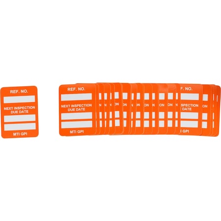 Brady MICROTAG Next Inspection Due Date Inserts, White on Orange, 1.75in H x 1.25in W, 100PK MIC-MTIGPI O