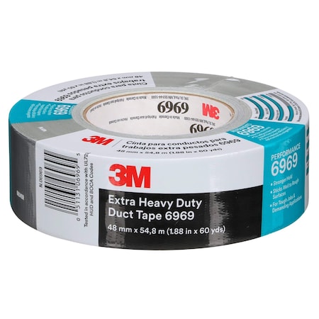 3M Duct Tape, Silver, 60 yd L, 2 in W 6969