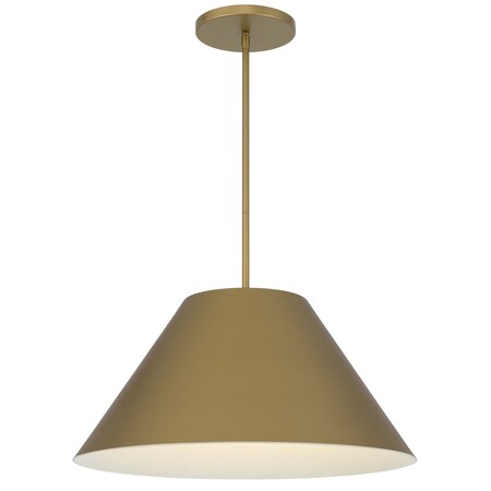 Homeroots 22" Antiqued Brass Aluminum Cone LED Dimmable Outdoor Pendent Hanging Light 683470