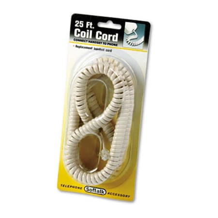 Softalk Coiled Phone Cord  25ft  Ivory SO32923