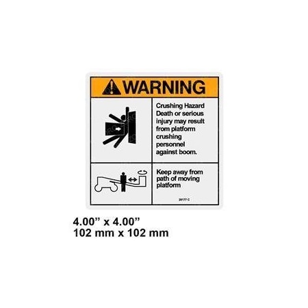 Jlg REPLACEMENT DECAL, CRUSH WARNING 28177GT