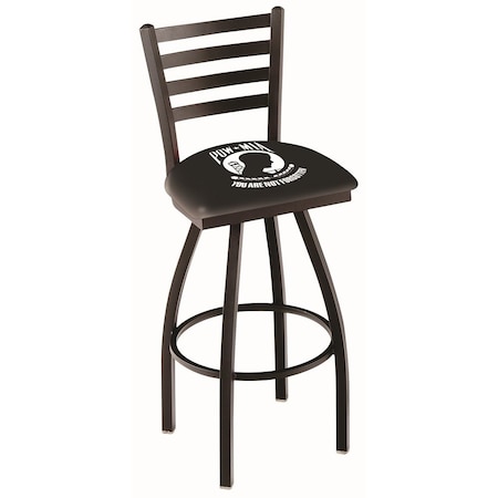 Holland Bar Stool Co 25" Blk Wrinkle POW/MIA Swivel Bar Stool, Ladder Back L01425POWMIA