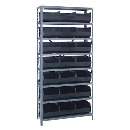 Quantum Storage Systems STEEL SHELVING UNIT W/ 21 BINS BLACK 2475-485BK