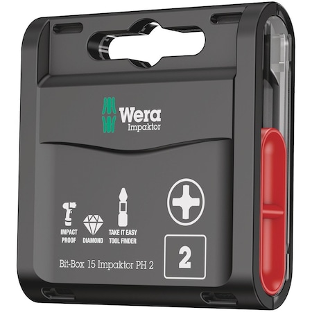Wera Bit-Box 15 Impaktor PH, PH 2 x 25 mm, 15 pieces 5057752001