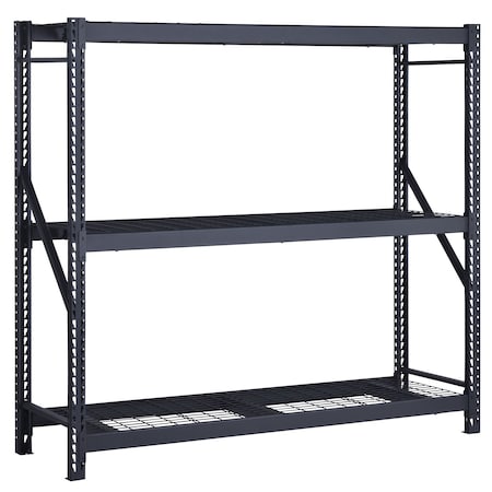 Edsal Bulk Rack, 3 Tier, 77"Wx24"Dx72"H, Black 7224PRBWWD3