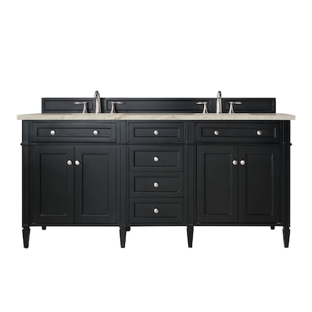James Martin Vanities Brittany 72" Double Vanity, Black Onyx, w/ 3 CM Tajnar Eclos Top 650-V72-BKO-3TJR