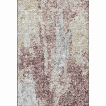 Homeroots 8' X 10' Plum And Ivory Abstract Washable Indoor Outdoor Area Rug 643622