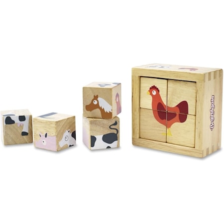 Beginagain Rubberwood Toddlers Farm Animals Blocks Set - Assorted Color BGAB1211