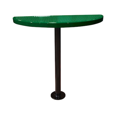 Leisure Craft Perforated Semi-Circle Pedestal Table, Portable, 40"H, Green STAB40-PERF-GREEN