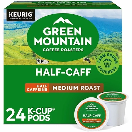 Green Mountain Coffee Roasters K-Cup Half-Caff Coffee, Compatible with Keurig Brewer, Medium, K-Cup, Half Caff, 24PK 5000330138