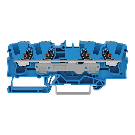 Wago Terminal Block, 3.51" L, 1.55" W, 800V, Blue 2206-1404