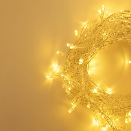 Elegani 100 LED Warm White String Lights - 32ft Black Wire, 8 Lighting Modes, Indoor/Outdoor Plug-In PH-SX-100-WWh