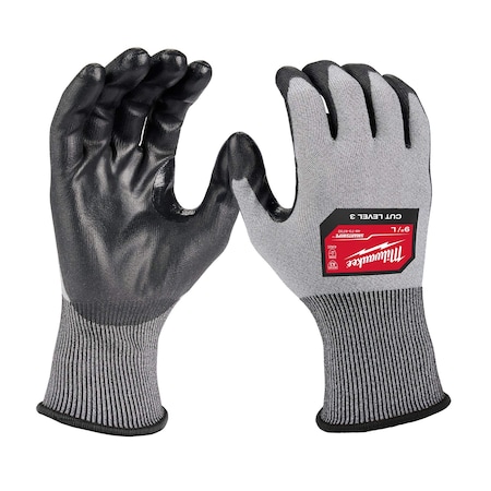 Milwaukee Tool Cut-Resistant Coated Gloves, Cut Level A3 , Dipped , Polyurethane , Smooth , L ( 9 ) 1 PR 48-73-8732