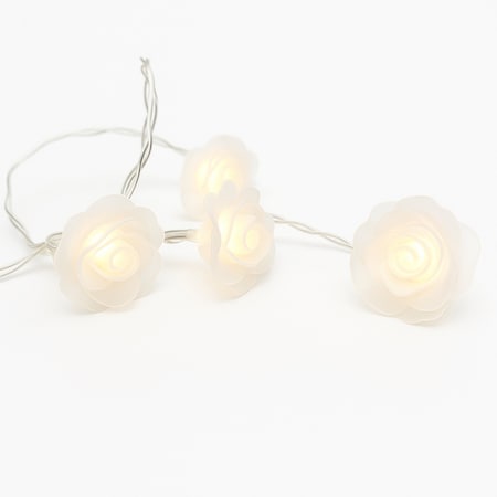 Elegani 20 LED Rose Flower String Lights - Warm White 5mm LEDs with PVC Roses, Romantic Floral Lighting PH-20LD-RS-WH
