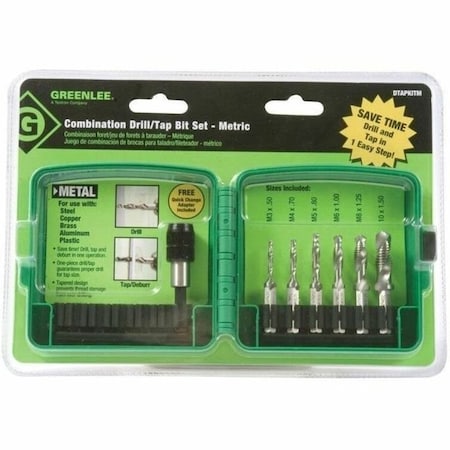 Greenlee Drill/Tap/Countersink Set, Metric, 6 Pc DTAPKITM