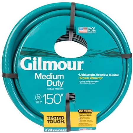 Gilmour 150 ft L Medium Duty Garden Hose, Vinyl Tube, Green 816051-1014