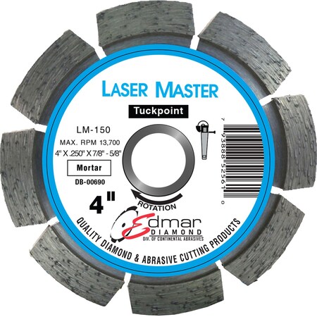 Continental Abrasives 4in x .250in x 7/8in-5/8in Premium Diamond Tuck Pointing Blade DB-00690