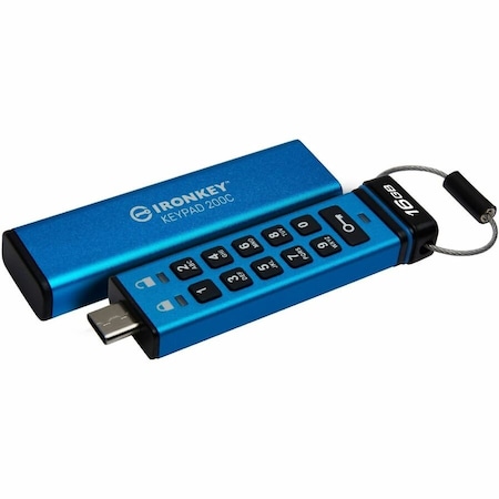 Kingston 16GB USB-C IRONKEY KEYPAD 200C, FIPS 140-3 LVL 3 PENDING AES-256 IKKP200C/16GB