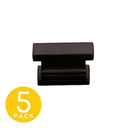 Sapphire Hexa Series 1 in. Modern Black Rectangle Cabinet Hardware Knob, 5PK SP-2891-51-BK-5