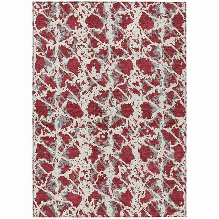 Homeroots 5' X 8' Burgundy And Ivory Abstract Washable Indoor Outdoor Area Rug 614138