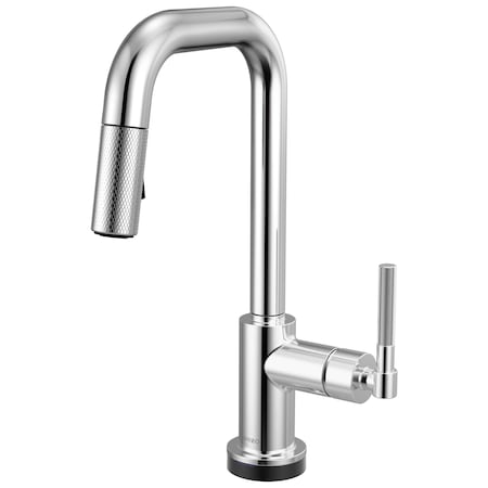 Brizo Litze Smarttouch Pull-Down Prep Faucet with Square Spout, Knurled Handle Chrome 64953LF-PC