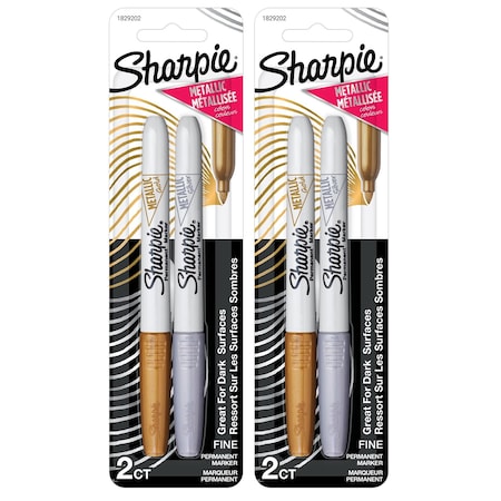 Sharpie Metallic Permanent Markers, Fine Point, Gold & Silver, 6PK 1829202