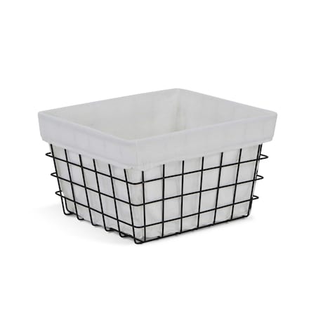 Homeroots 13" Black And White Fabric And Metal Basket 379833
