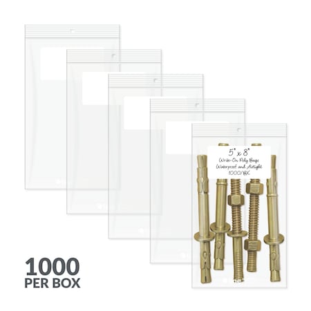 C-Line Products Reclosable Write-On Bags, 5" x 8", 1000 PK 47258
