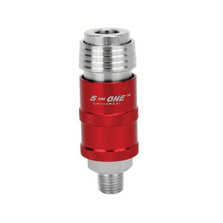 Milton 5 In One Industrial Interchange Quick-Connect Coupler, 1/4 in, MNPT, Steel S-1751
