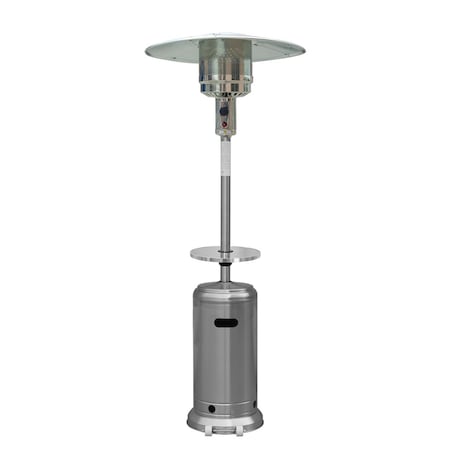 Homeroots 48000 BTU Silver Steel Propane Cylindrical Pole Standing Patio Heater 480565