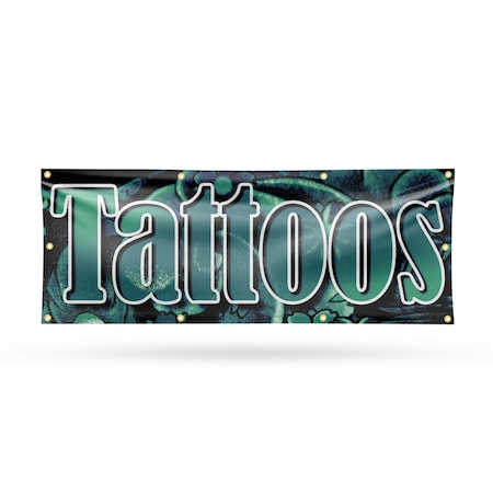 Signmission Tattoos, 36 Inch x 96 Inch, Vinyl Banner B-96-30883