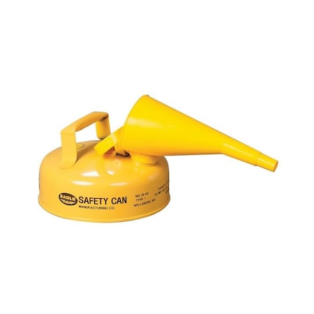 Eagle Mfg Type I Safety Can, Galvanized Steel, 2 qt, Self-Closing Lid, Includes Funnel, Yellow, Diesel UI4FSY
