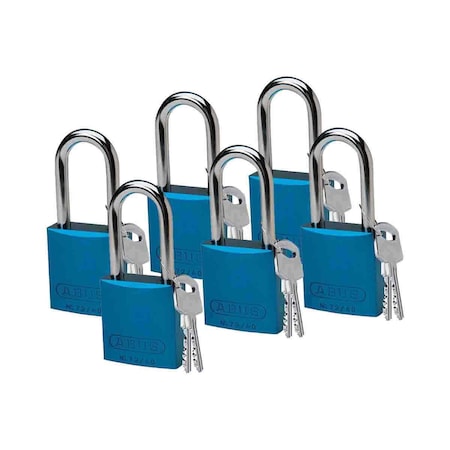 Brady Standard Safety Aluminum Padlocks 1.5 in Aluminum Shackle KD Blue 6PK 51371