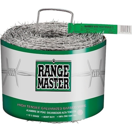 Rangemaster Rangemaster Class 3 Series 7203 Barbed Wire, 15-1/2 ga, 1320 ft L, 4-Barbed Point 7203