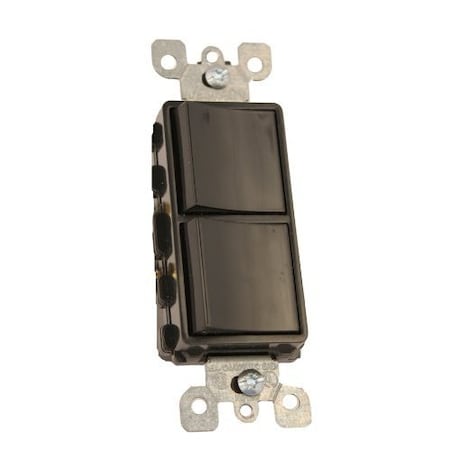 Leviton Decora Single-Pole/Single-Pole AC Combination Switch, 15 Amp, 120/277 Volt, Black 5634-E