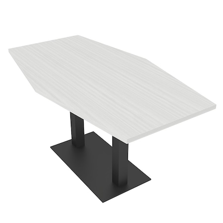 Skutchi Designs Hexagon Conference Table With Power Unit, 36 in W, 60 in L, White HAR-HEX.IR-36X60-DOU.BK-WA7976-NA