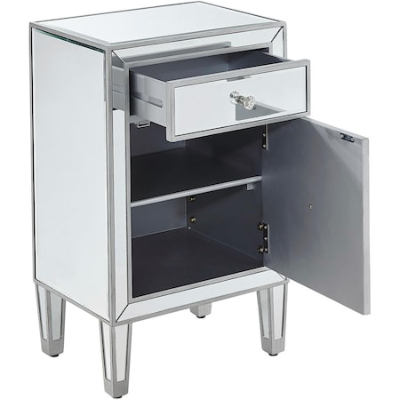 Elegant Decor Nightstand 1 Drawer, Antique Silver Paint - 18 x 13 x 29 in. MF72035