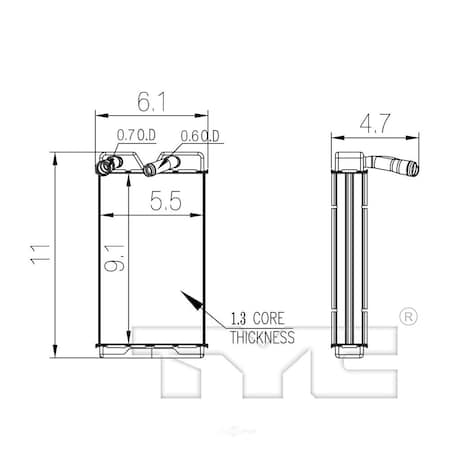 Tyc HVAC Heater Core 96121
