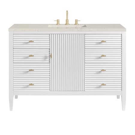 James Martin Vanities Myrrin 48" Single Vanity, Bright White, w/ 3 CM Siberian Silestone Top w/FreePower Wireless Charger 485-V48-BW-FSFR