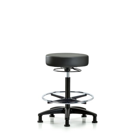 Blue Ridge Ergonomics Vinyl Stool, High Bench, Foot Ring, Glides, Carbon BR-VHBSO-RG-CF-RG-8823