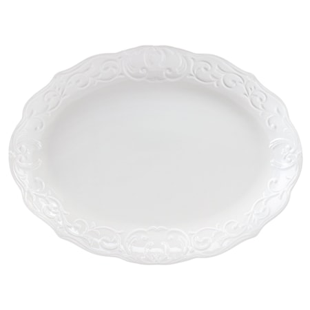 Gibson Home Bountiful Joy 18.75 x 14 Inch Durastone Oval Platter in White 136588.01