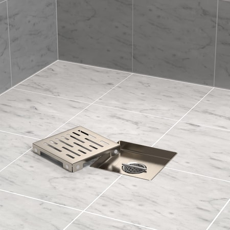 Hydroware Square Shower Drain, C06 Brushed, 6 Inches HYD-0016