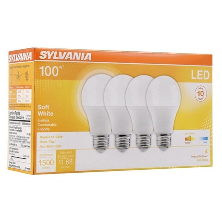Sylvania LED Bulb, General Purpose, A19 Lamp, 100 W Equivalent, E26 Lamp Base, Frosted, Warm White Light 78101