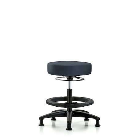 Blue Ridge Ergonomics Vin Stool without Back-Med Bench Ht with Black Foot RingandStat Glides in Imp Blue Trailblazer Vin BR-VMBSO-RG-BF-RG-8582