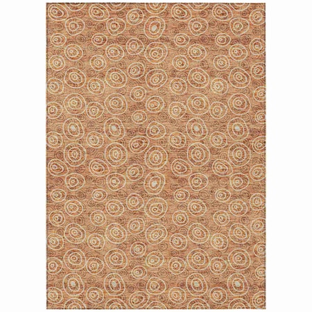 Homeroots 10' X 14' Terra Cotta Copper And Beige Geometric Washable Indoor Outdoor Area Rug 583401