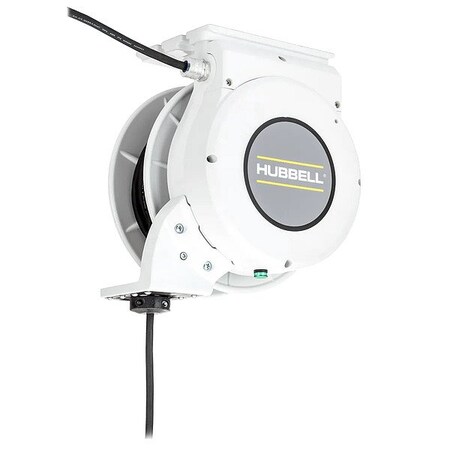 Hubbell Wiring Device-Kellems Cord Reel, 75 ft L, 250V AC, Black HBLM75124