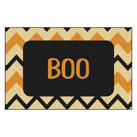 Fanmats 30 in. W X 20 in. L Multi-Color Chevron Boo Rubber Door Mat 28591